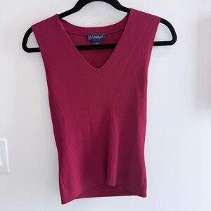 Ann Taylor Ribbed Knit Top in Deep Red